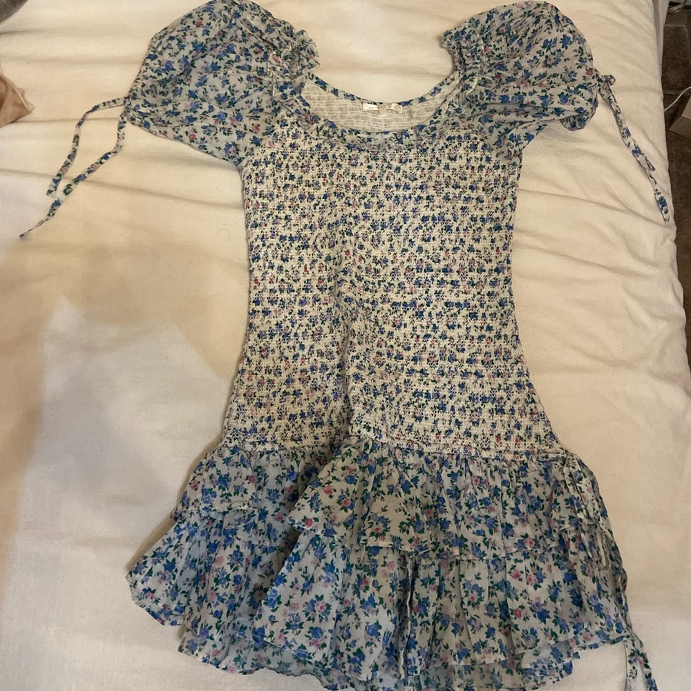 LoveShackFancy violet smocked mini dress L - Picture 2 of 3